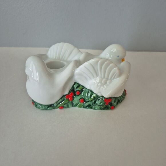 Avon Vintage 1993 Holiday Dove Ceramic Tabletop Candle Holder in Original Box - Picture 3 of 10